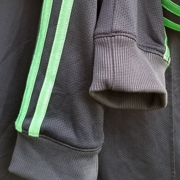 Adidas Blue track Jacket With Green  Stripes L - Picture 6 of 8